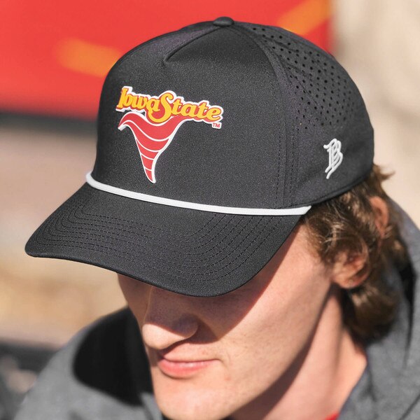 Branded Bills Iowa State Swirl Black and White Two-Tone Adjustable Rope Hat